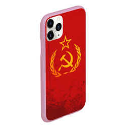 Чехол для iPhone 11 Pro Max матовый СССР серп и молот красный фон - фото 2