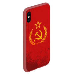 Чехол для iPhone XS Max матовый СССР серп и молот красный фон - фото 2