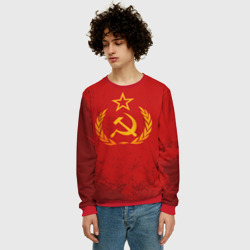 Мужской свитшот 3D СССР серп и молот красный фон - фото 2