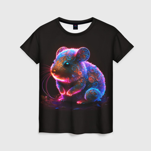 Женская футболка 3D Неоновый хомячок, цвет 3D печать