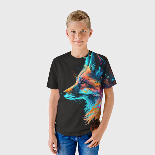 Детская футболка 3D Лиса красками, цвет 3D печать - фото 3