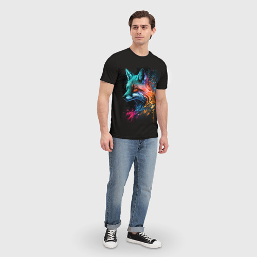 Мужская футболка 3D Неоновая лисичка, цвет 3D печать - фото 5