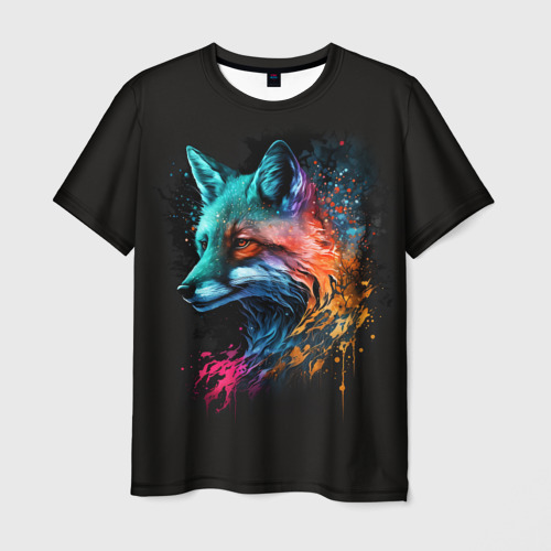 Мужская футболка 3D Неоновая лисичка, цвет 3D печать