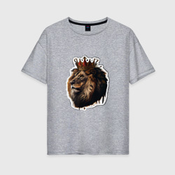 Женская футболка хлопок Oversize Лев-царь в короне
