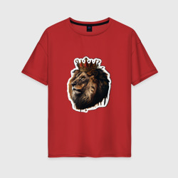 Женская футболка хлопок Oversize Лев-царь в короне
