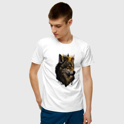 Мужская футболка хлопок Волк-царь в короне - фото 2