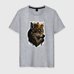 Мужская футболка хлопок Волк-царь в короне