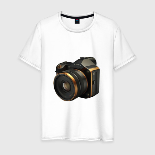 Мужская футболка из хлопка с принтом Фотолюбитель, вид спереди №1