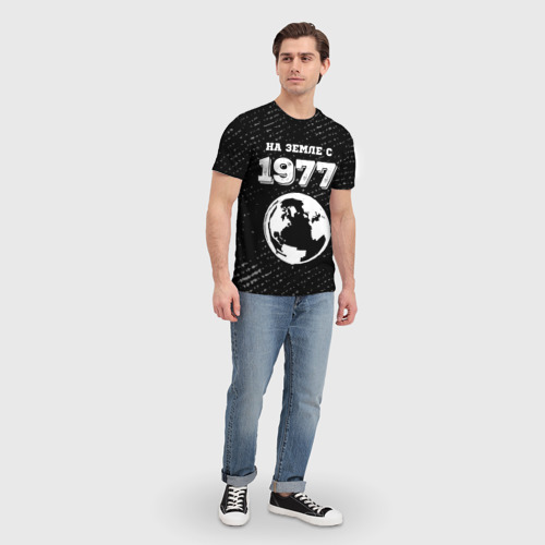 Мужская футболка 3D с принтом На Земле с 1977: краска на темном, вид сбоку #3