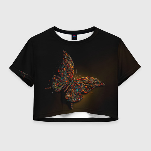 Женская футболка Crop-top 3D Фантазийная бабочка, цвет 3D печать