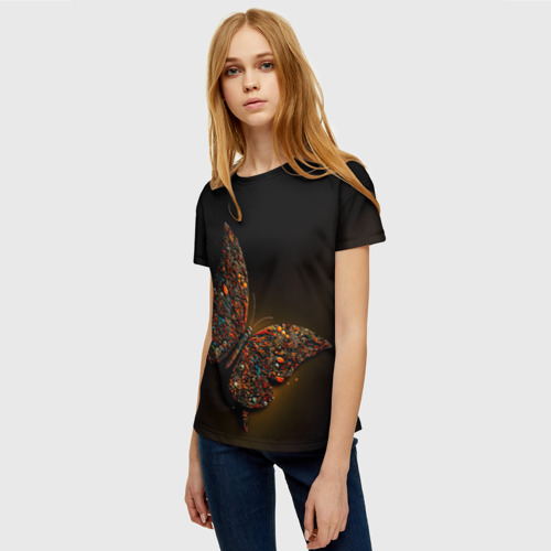 Женская футболка 3D Фантазийная бабочка, цвет 3D печать - фото 3