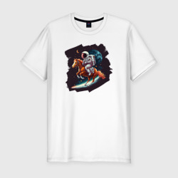 Мужская футболка хлопок Slim Странствующий космонавт на пони