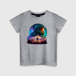 Детская футболка хлопок Киборг и космический пейзаж