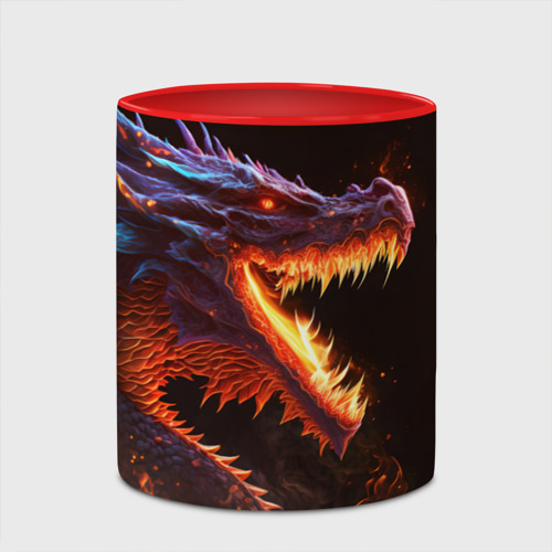 Кружка с полной запечаткой Огненный дракон, цвет белый + красный - фото 4