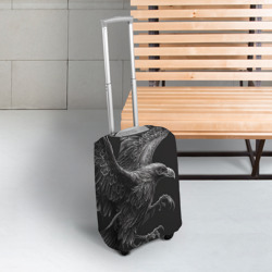 Чехол для чемодана 3D Черно-белый ворон - фото 2