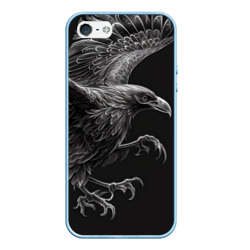 Чехол для iPhone 5/5S матовый Черно-белый ворон