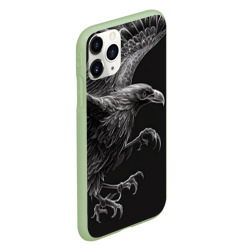Чехол для iPhone 11 Pro матовый Черно-белый ворон - фото 2