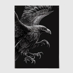 Постер Черно-белый ворон