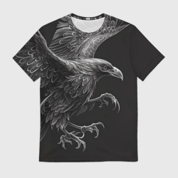 Мужская футболка 3D Черно-белый ворон