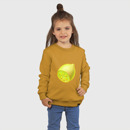 Детский свитшот хлопок с принтом Солнечный лимон, фото на моделе #1