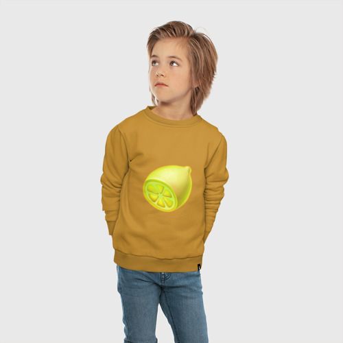 Детский свитшот хлопок с принтом Солнечный лимон, вид сбоку #3
