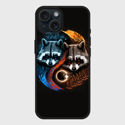 Чехол силиконовый для Apple iPhone 15 матовый Инь-янь еноты