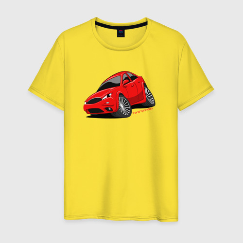 Мужская футболка хлопок Машинка Ford Mondeo, цвет желтый