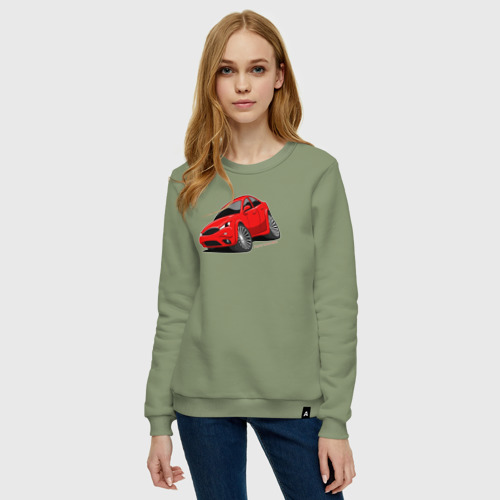 Женский свитшот хлопок Машинка Ford Mondeo, цвет авокадо - фото 3