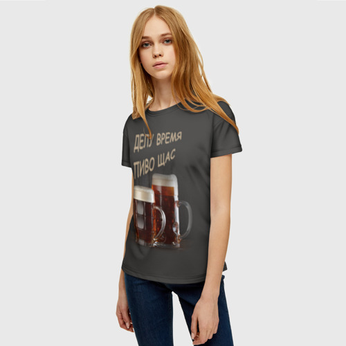 Женская футболка 3D с принтом Делу время, фото на моделе #1