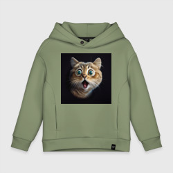 Детское худи Oversize хлопок Удивленный кот, шок