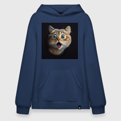 Худи SuperOversize хлопок Удивленный кот, шок