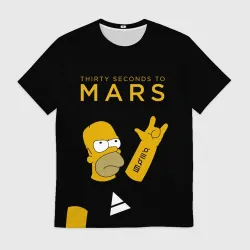 Мужская футболка 3D 30 Seconds to Mars Гомер Симпсон рокер