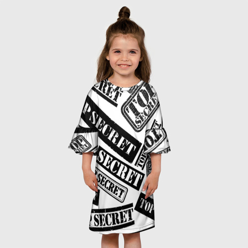 Детское платье 3D с принтом Top secret, вид сбоку #3