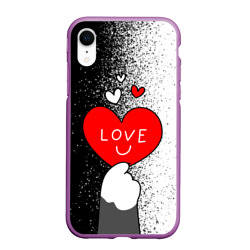 Котик держит сердечко – Чехол для iPhone XR матовый с принтом купить