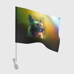 Флаг для автомобиля Овчарка в маске для дайвинга   абстракция 