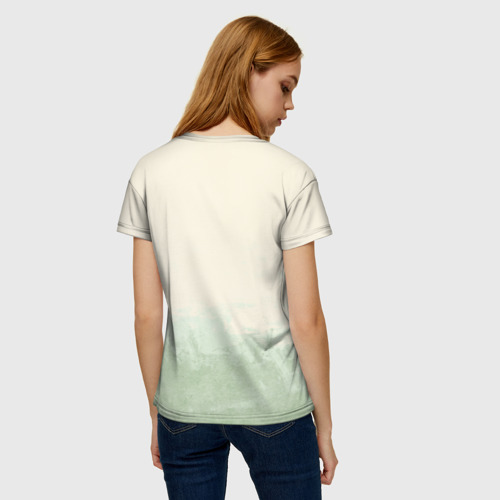 Женская футболка 3D с принтом Волк в милитари форме, вид сзади #2