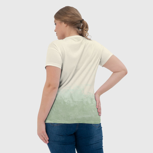 Женская футболка 3D с принтом Волк в милитари форме, вид сзади #2