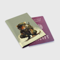Обложка для паспорта матовая кожа Милитари тигр - фото 2