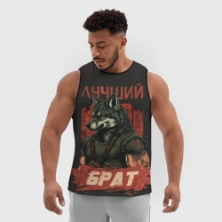 Мужская спортивная майка 3D Сильный волк лучший брат - фото 2