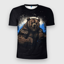 Мужская футболка 3D Slim Сильный медведь