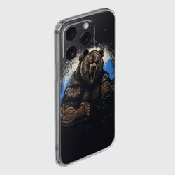 Чехол для iPhone 15 Pro Max силиконовый с защитой камеры Сильный медведь - фото 2