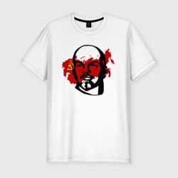 Ленин на фоне СССР – Мужская футболка хлопок Slim с принтом купить