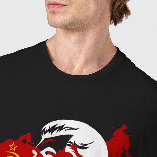 Мужская футболка хлопок Сталин на фоне СССР, цвет черный - фото 6