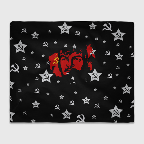 Плед с принтом Ленин на фоне звезд, вид спереди №1