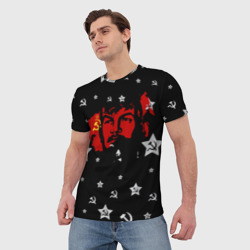 Мужская футболка 3D Ленин на фоне звезд - фото 2