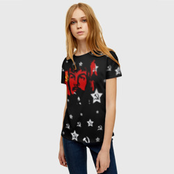 Женская футболка 3D Ленин на фоне звезд - фото 2