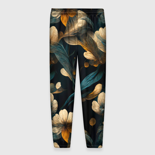 Мужские брюки 3D с принтом Узор цветочный паттерн, вид сзади #1