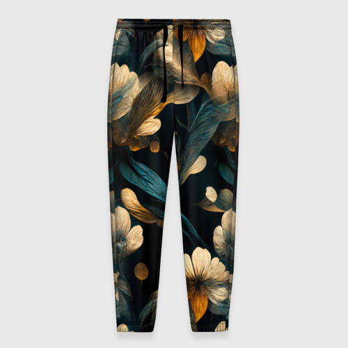 Мужские брюки 3D с принтом Узор цветочный паттерн, вид спереди #2