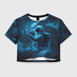 Женская футболка Crop-top 3D An astronaut in blue space