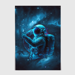 Постер An astronaut in blue space